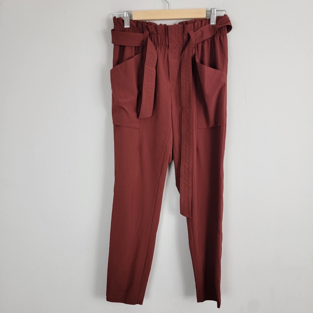 Athleta Skyline Paper Bag Ankle Pants Womens 4 Burnt‎ Rust Belted